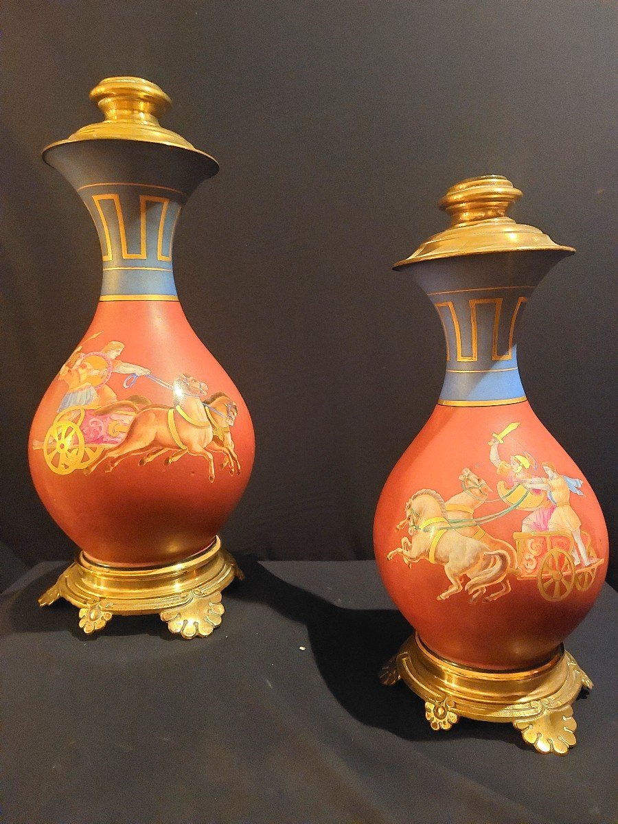 Pair Of Electrified Oil Lamps