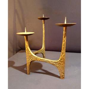 “brutalist” Bronze Candlestick