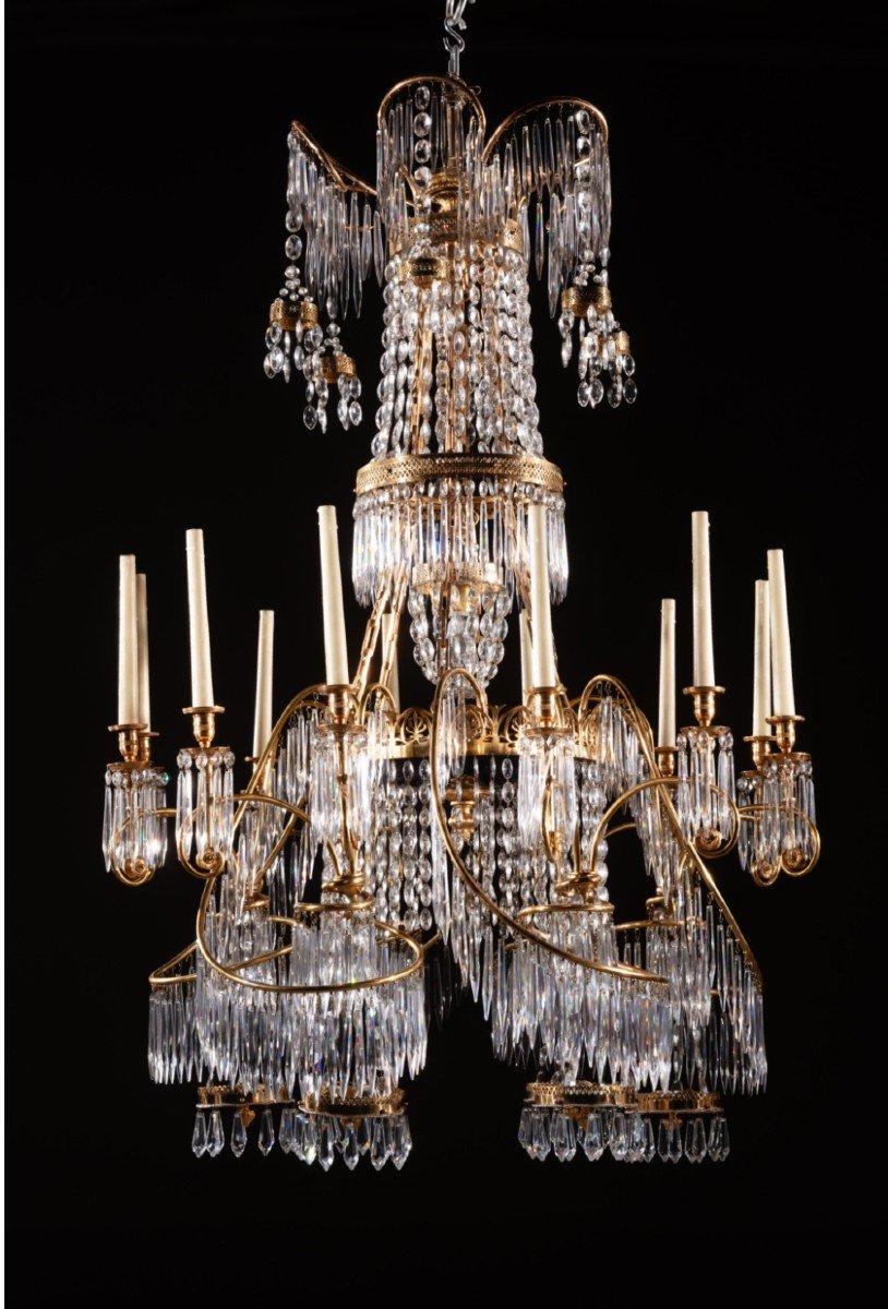 12 Light Crystal Chandelier Neoclassical Style, Empire. Sweden Or Germany-photo-2
