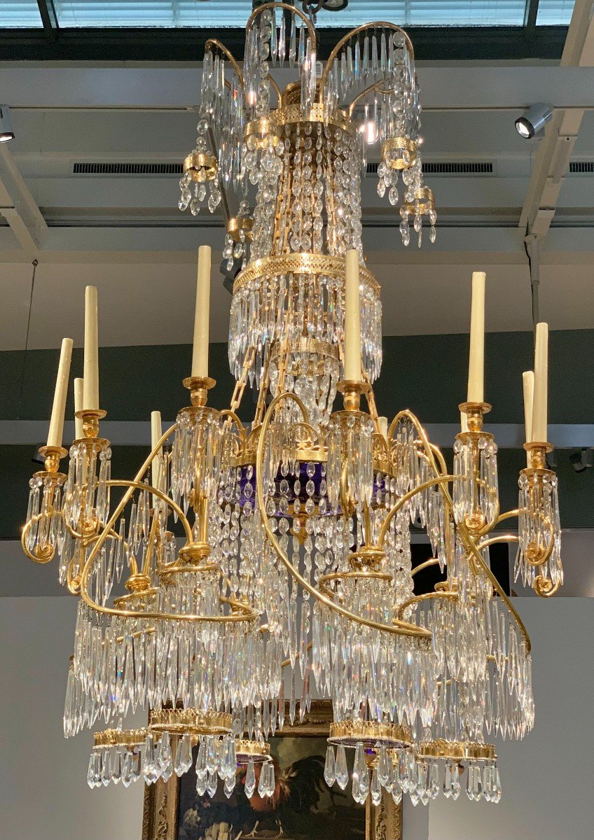 12 Light Crystal Chandelier Neoclassical Style, Empire. Sweden Or Germany