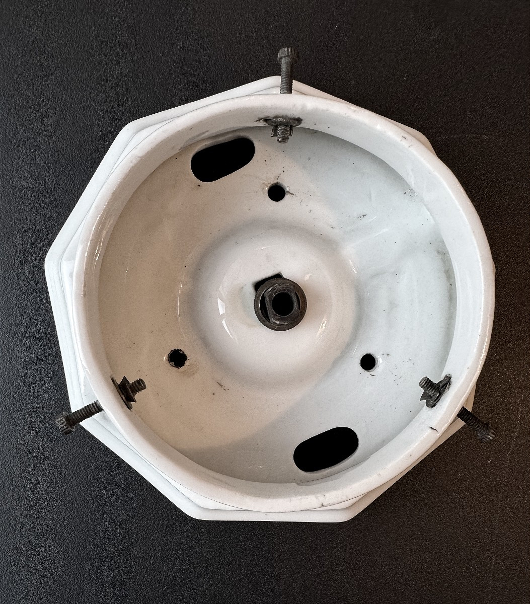 Art Deco Ceiling Light In Molded Glass And Porcelain - 20th Century-photo-3