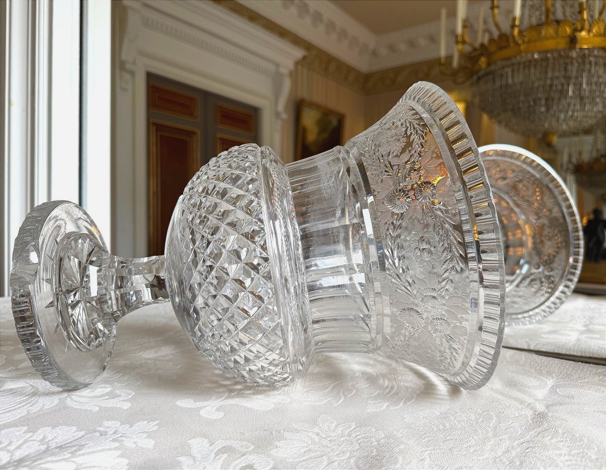 Vase En Verre De Forme Médicis à Décor Floral – 19e Siècle-photo-3