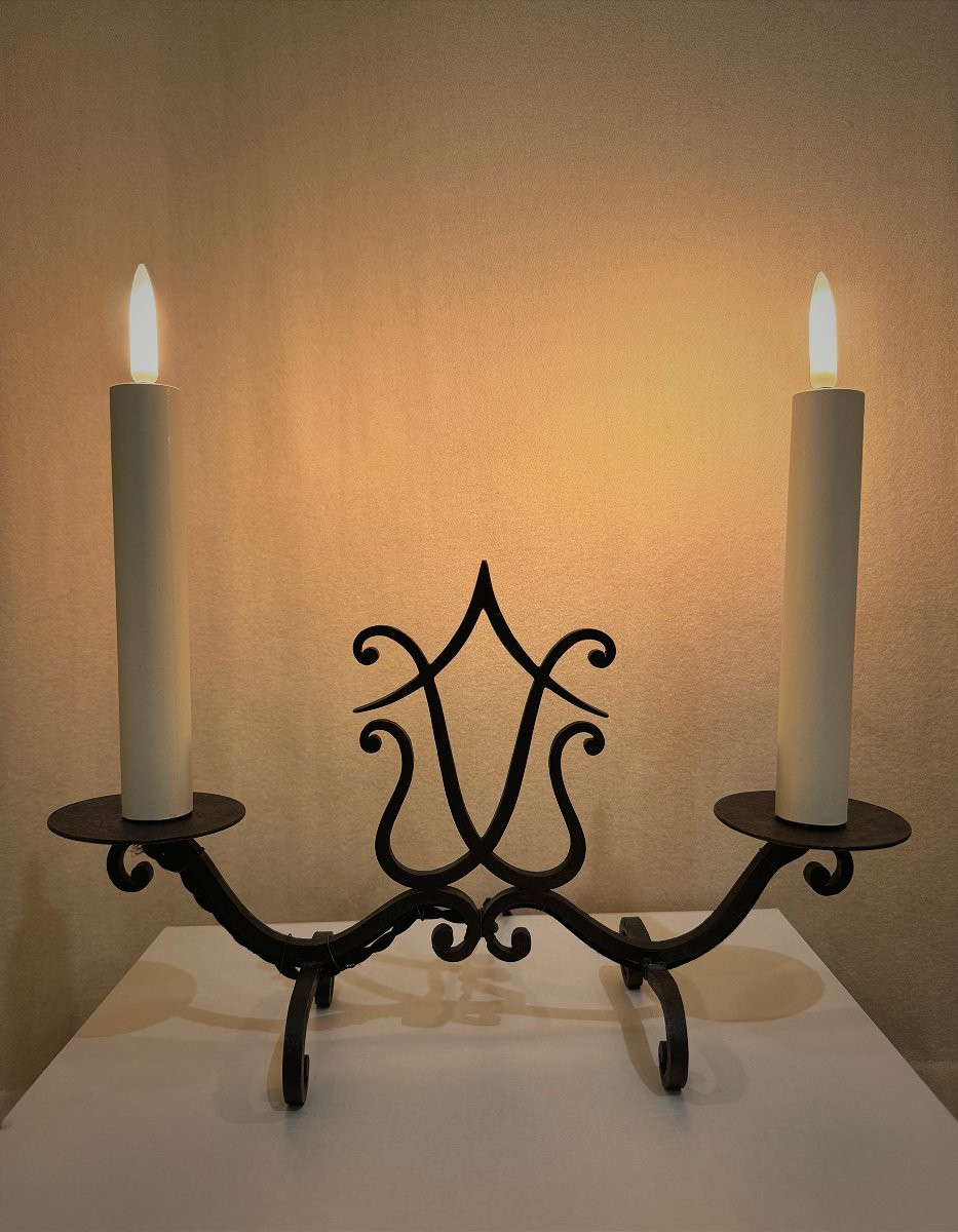 Paire De Lampes De Style Poillerat / Subes (20e Siècle)-photo-2