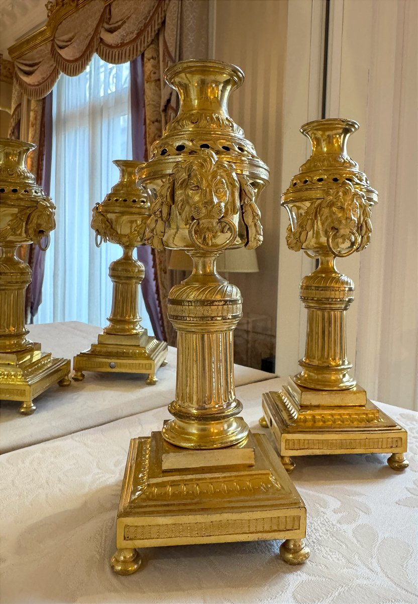 Paire De Bougeoirs En Bronze Doré époque Louis XVI (18e Siècle)-photo-4