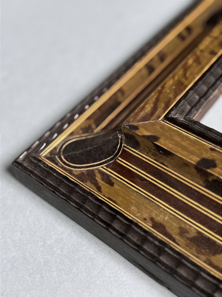 Flemish Frame In Blackened Wood And Marquetry Ebony (turtle Shell Effects) – 19th Century-photo-1