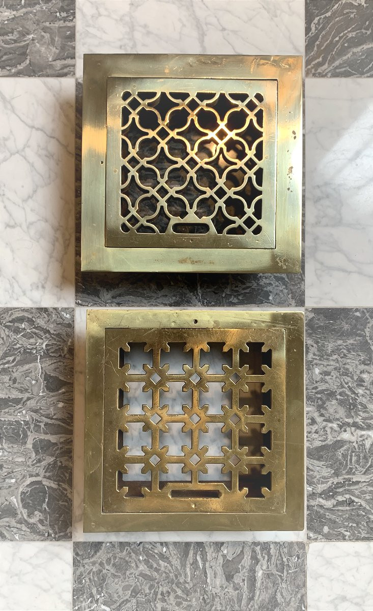 Grilles De Ventilation En Bronze Et Fonte Pour Sol - 19e Siècle-photo-1