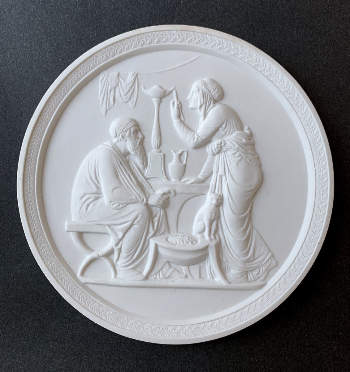 Biscuit / Porcelain Medallion Representing "winter" - 19th Century