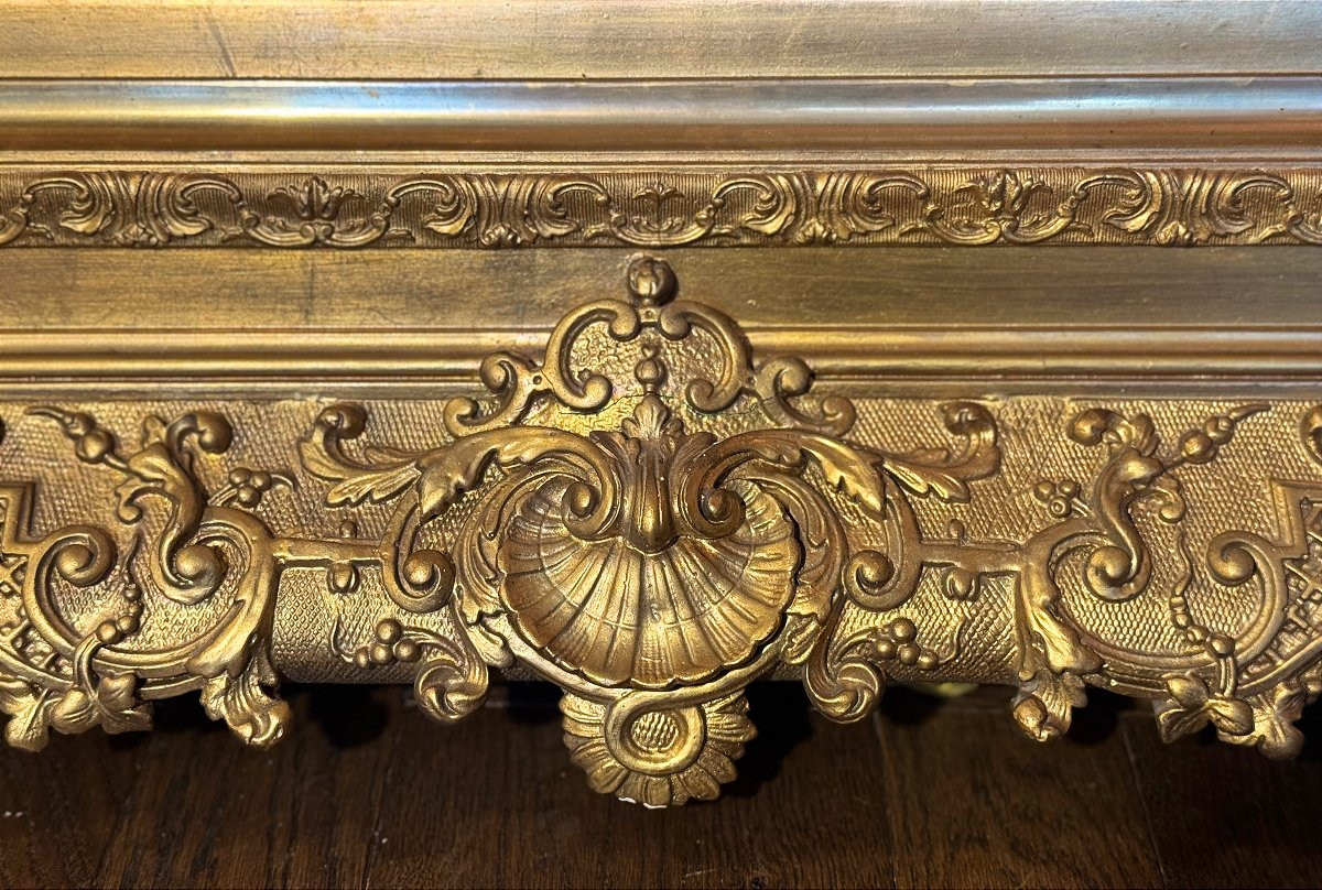 Gilded Wooden Frame With Fleur-de-lys In Corner Cartouches - Circa 1830-photo-3