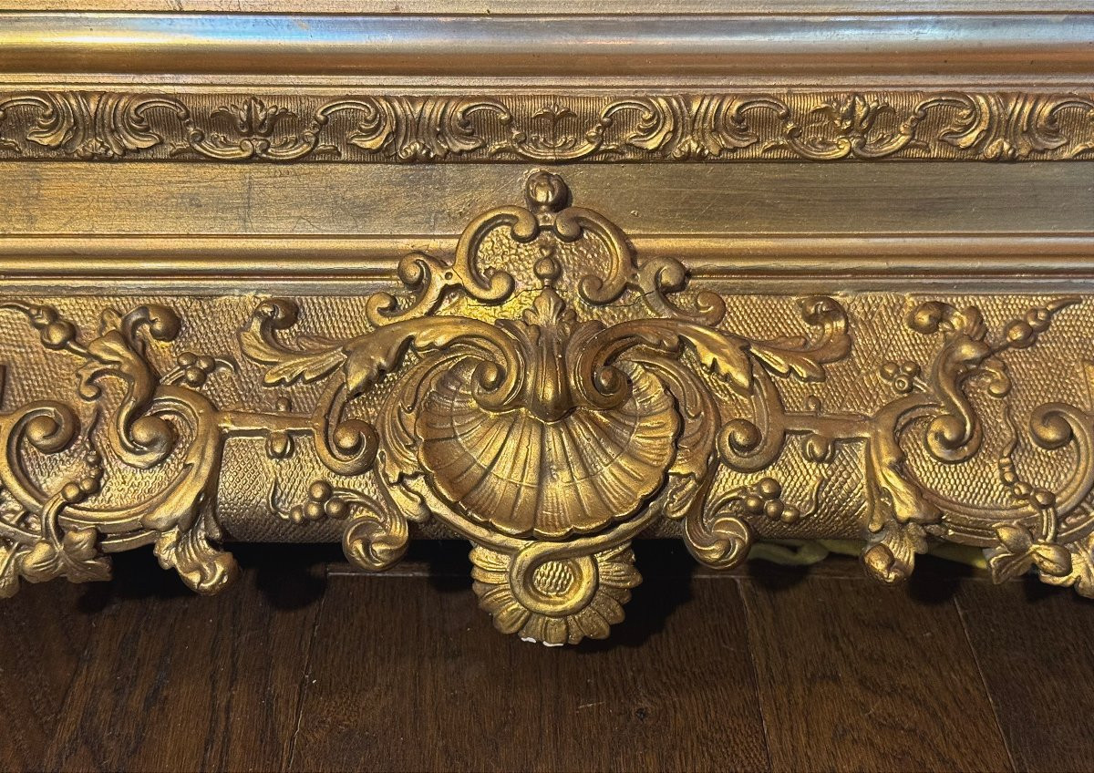 Gilded Wooden Frame With Fleur-de-lys In Corner Cartouches - Circa 1830-photo-5