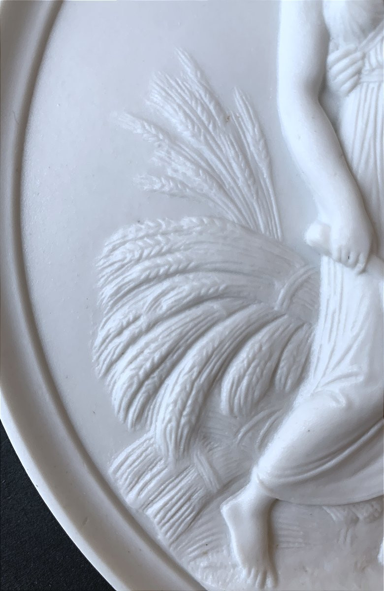 Biscuit / Porcelain Medallion Representing "summer" - 19th Century-photo-4