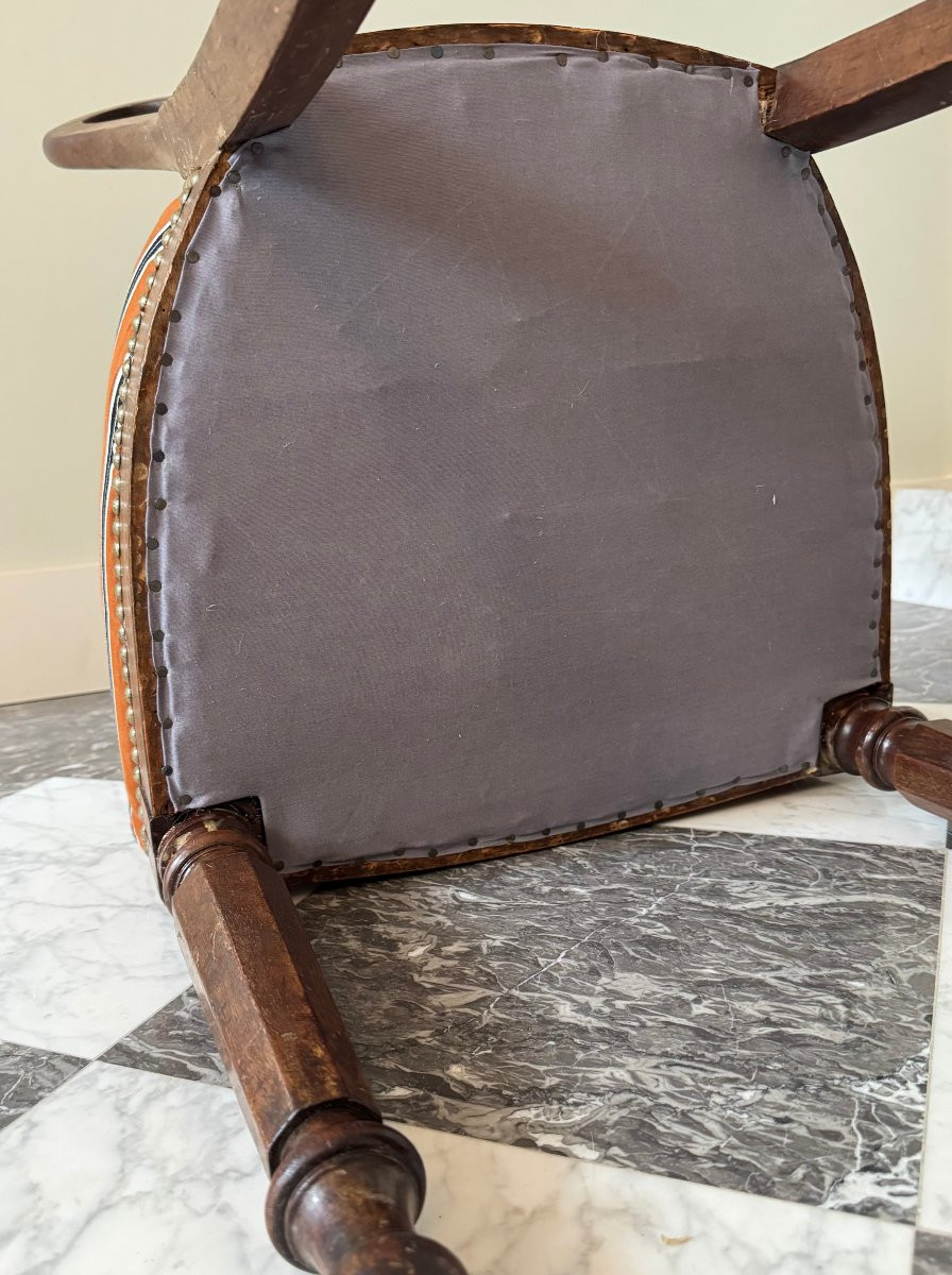 Pair Of Mahogany Chairs, Cotton Satin Seats - Louis-philippe Period-photo-4