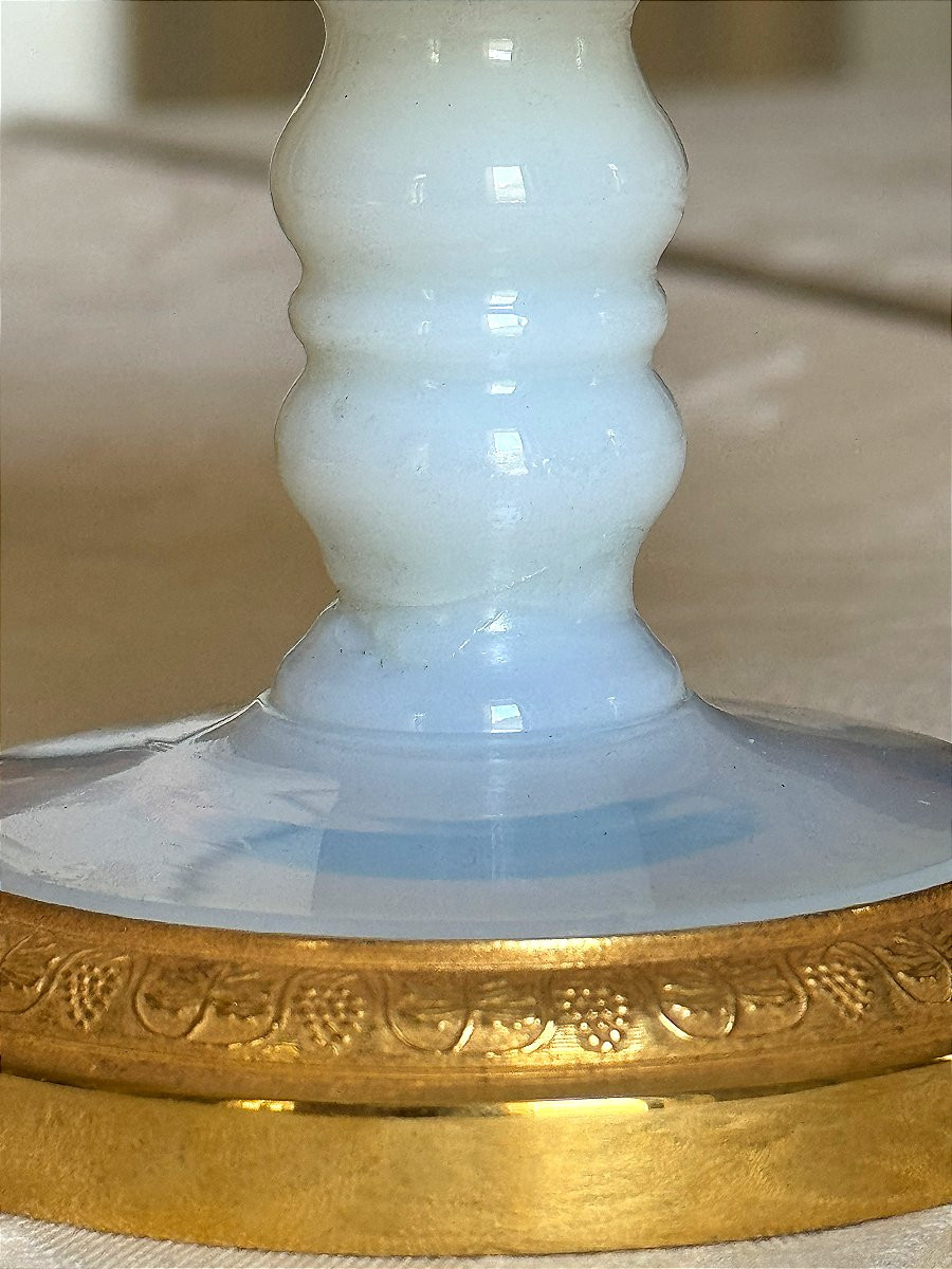 Pair Of Opaline Cups Mounted In Gilt Bronze - 19th Century-photo-1