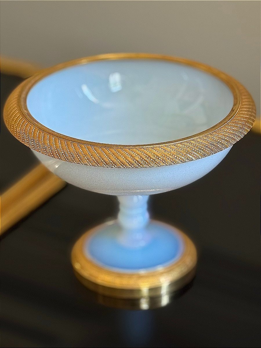 Pair Of Opaline Cups Mounted In Gilt Bronze - 19th Century-photo-2