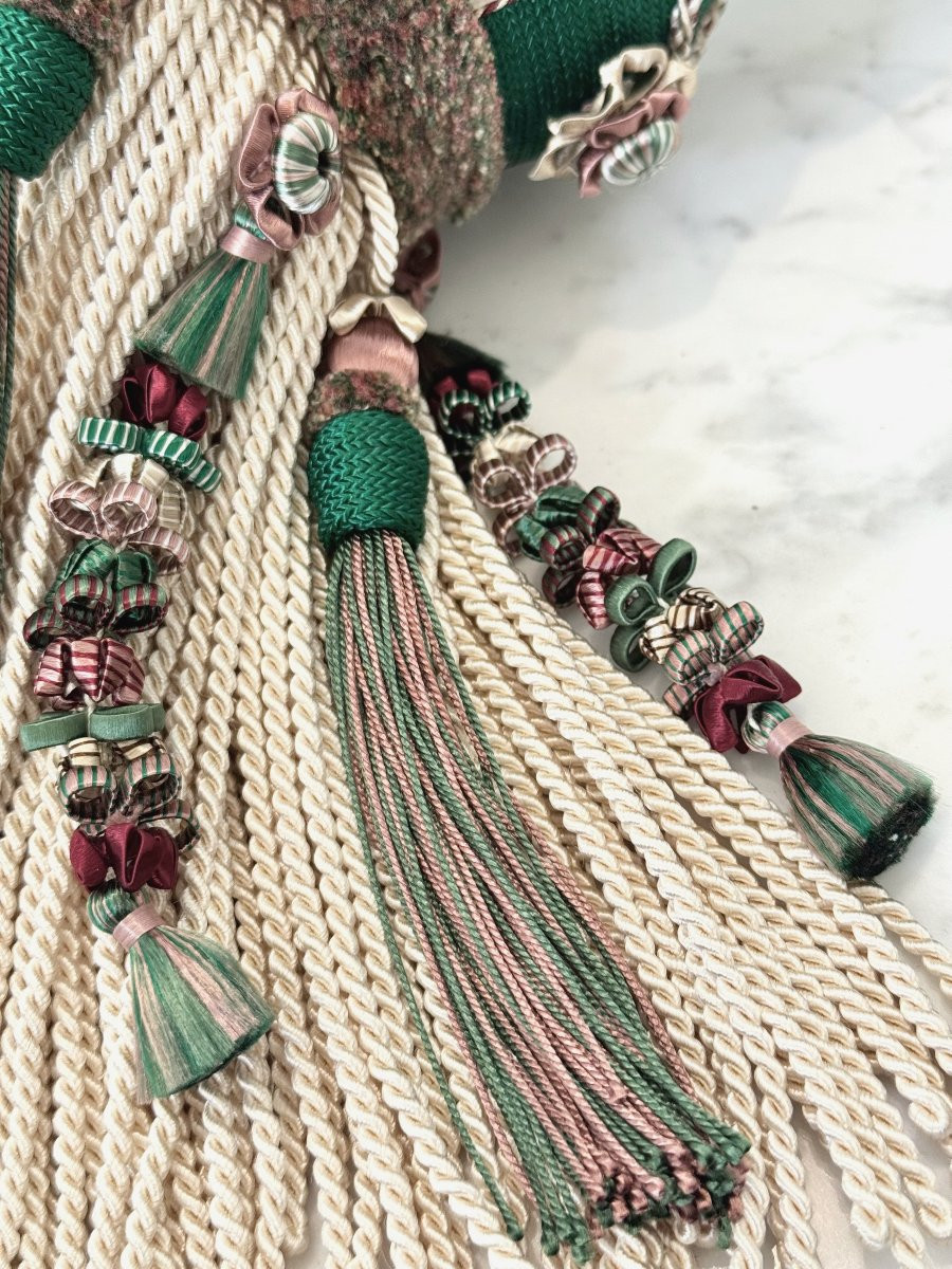 Pair Of Double Tiebacks, Medium Model - Malachite Green Color (21st Century)-photo-3