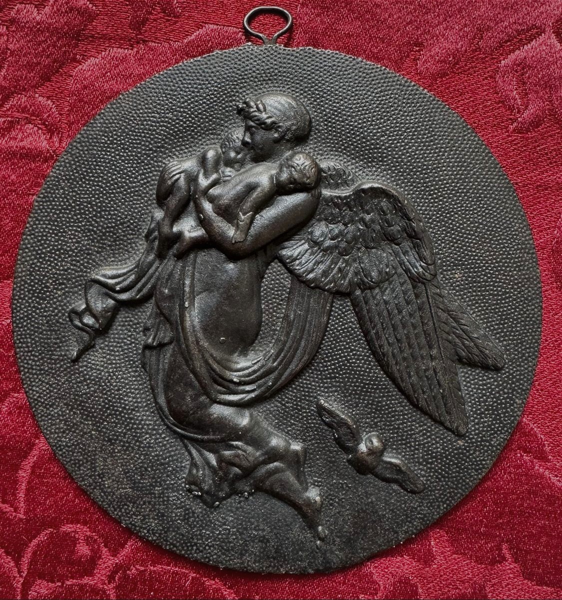 Pair Of Neoclassical Medallions In Dark Patinated Metal - 19th Century-photo-3