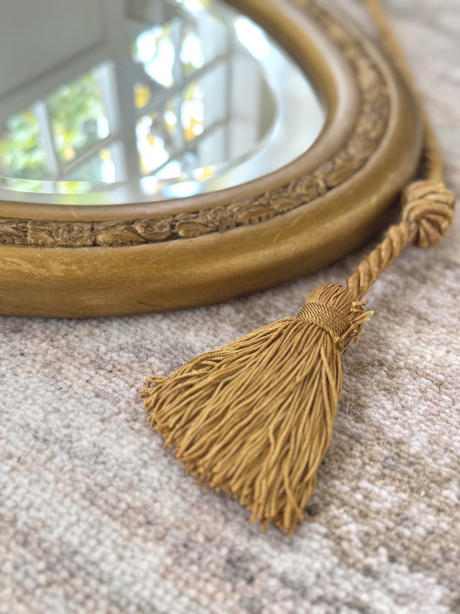 Oval Mirror In Gilded Wood - Art Deco-photo-4
