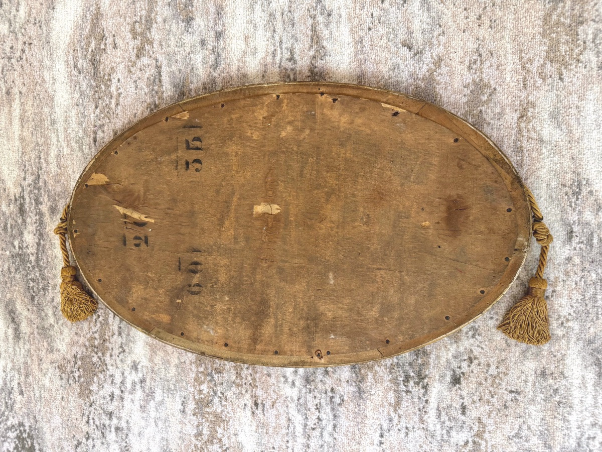 Oval Mirror In Gilded Wood - Art Deco-photo-3