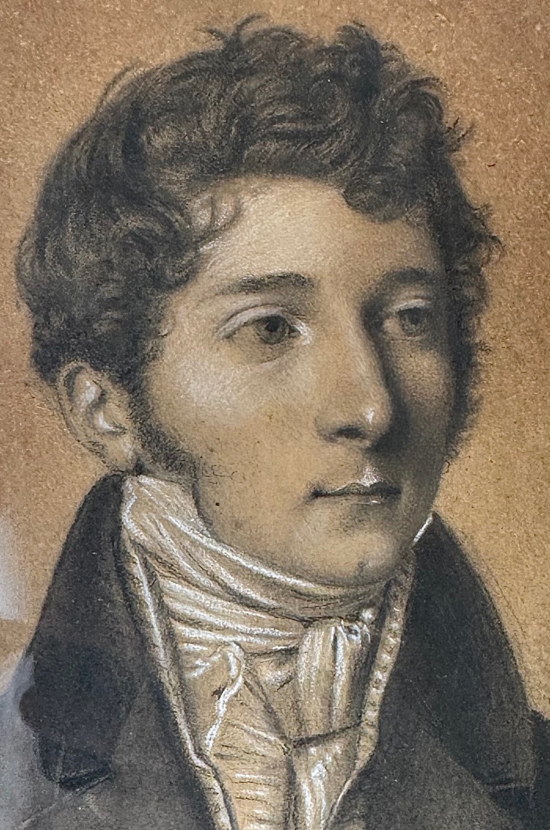 Portrait Of A Young Man, Graphite And White Highlights - 19th Century-photo-4
