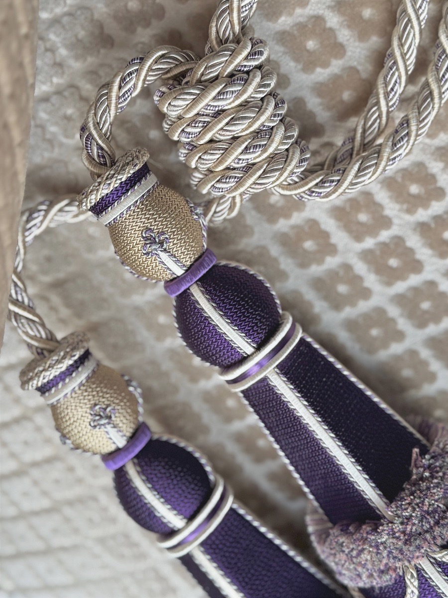 Pair Of Double Curtain Ties, Medium Size - 21st Century Purple-photo-2