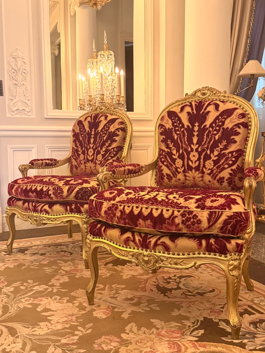 Pair Of Louis XV-style Armchairs - 19th Century