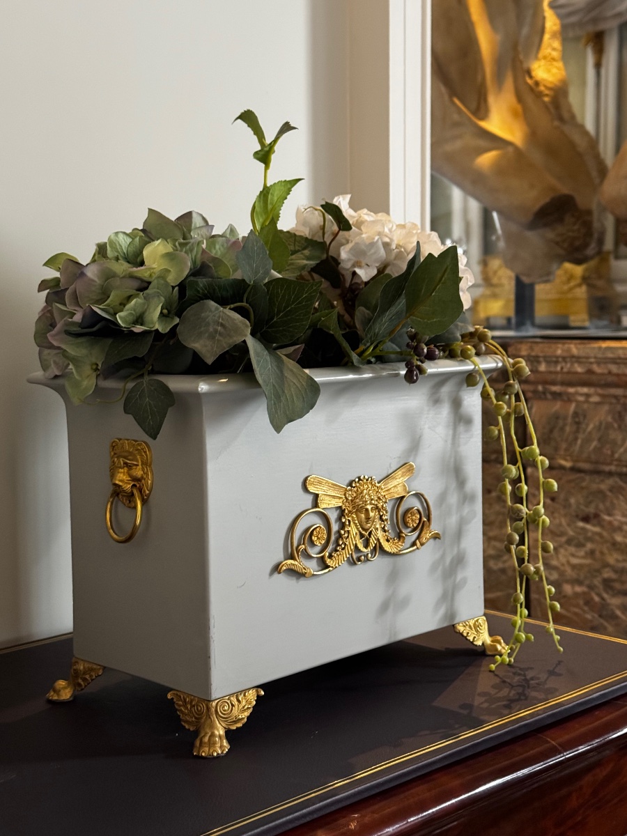 Planter With Gilded Bronze Figures, Pm - 20th Century-photo-4