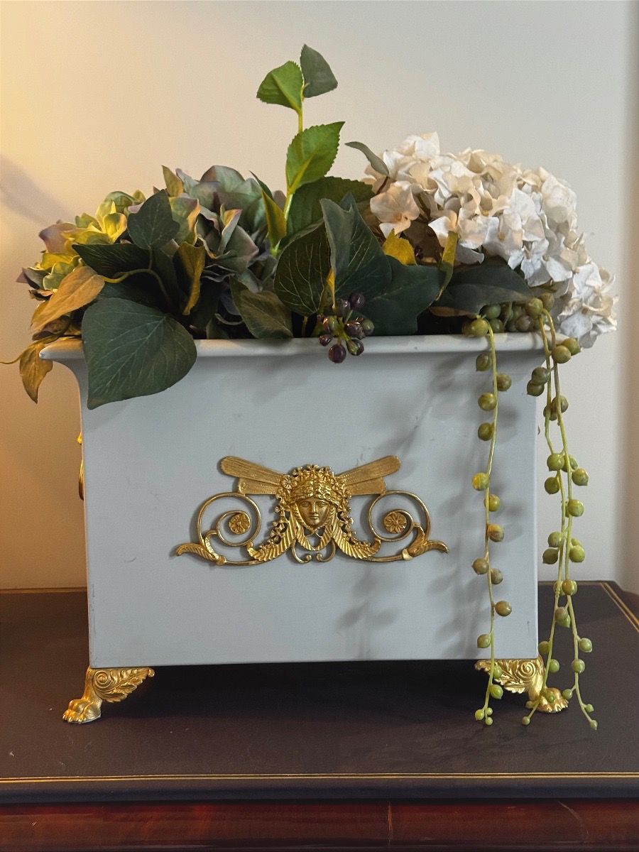 Planter With Gilded Bronze Figures, Pm - 20th Century