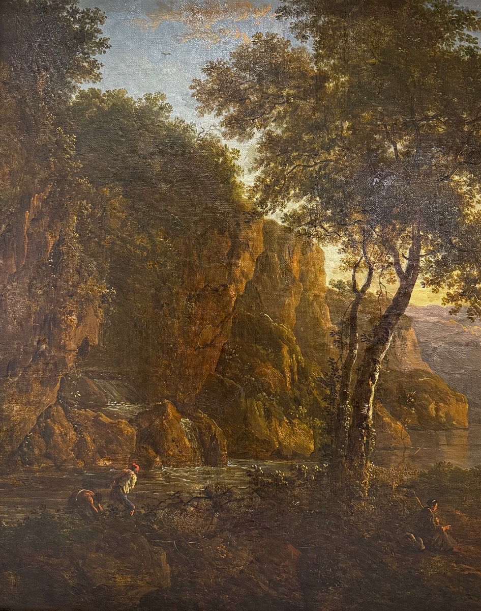 Painting Of A Pastoral Scene By The Sea - 19th Century-photo-2