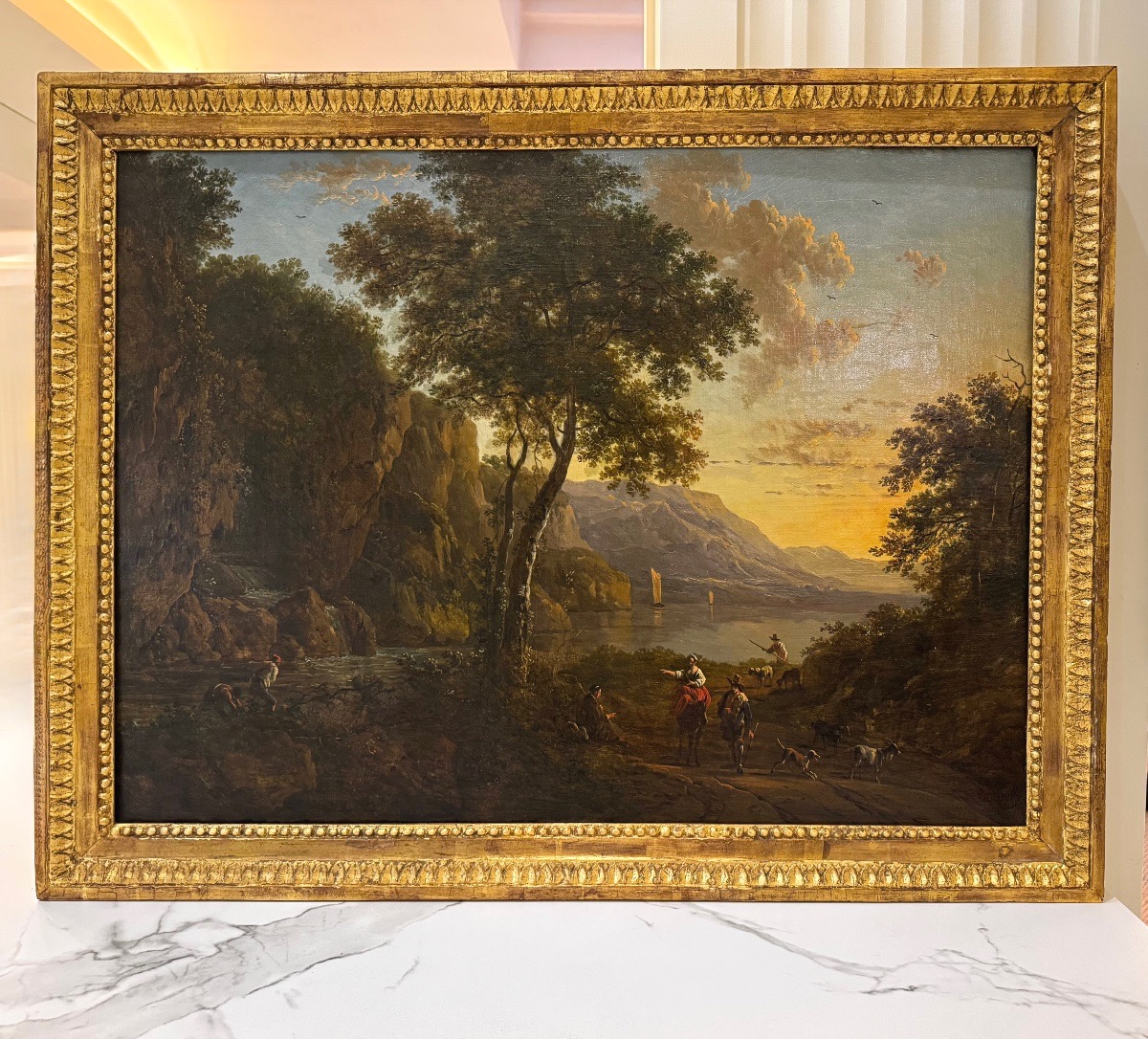 Painting Of A Pastoral Scene By The Sea - 19th Century