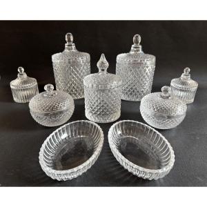 Lot De Bonbonnières En Verre (porte-savons, Boites Pour Sdb, Drageoirs Ou Bonbonnières)