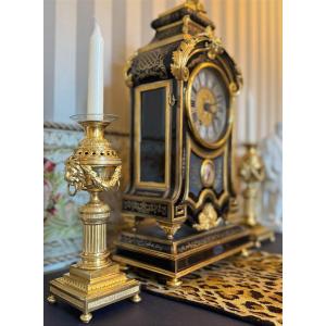 Pair Of Louis XVI Period Gilt Bronze Candlesticks (18th Century)