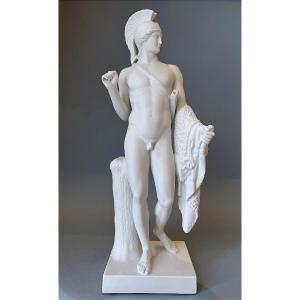 Biscuit Statue d'homme gréco-romain - 19e Siècle