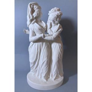 Personnages féminins en biscuit de style Louis XVI - 20e Siècle