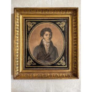 Portrait Of A Young Man, Graphite And White Highlights - 19th Century