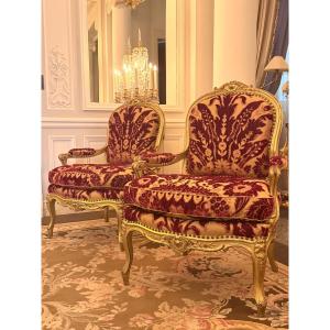 Paire de fauteuils de style Louis XV - 19è Siècle