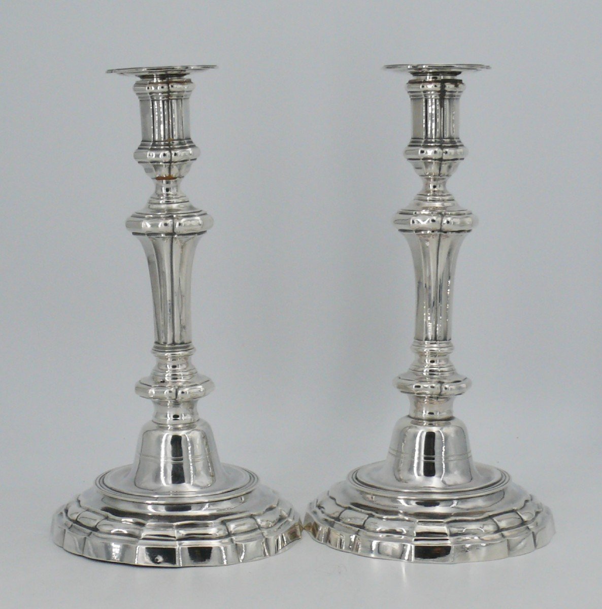 Pair Of 18th Century Solid Silver Candlesticks, Paris 1783, François Corbie.-photo-2