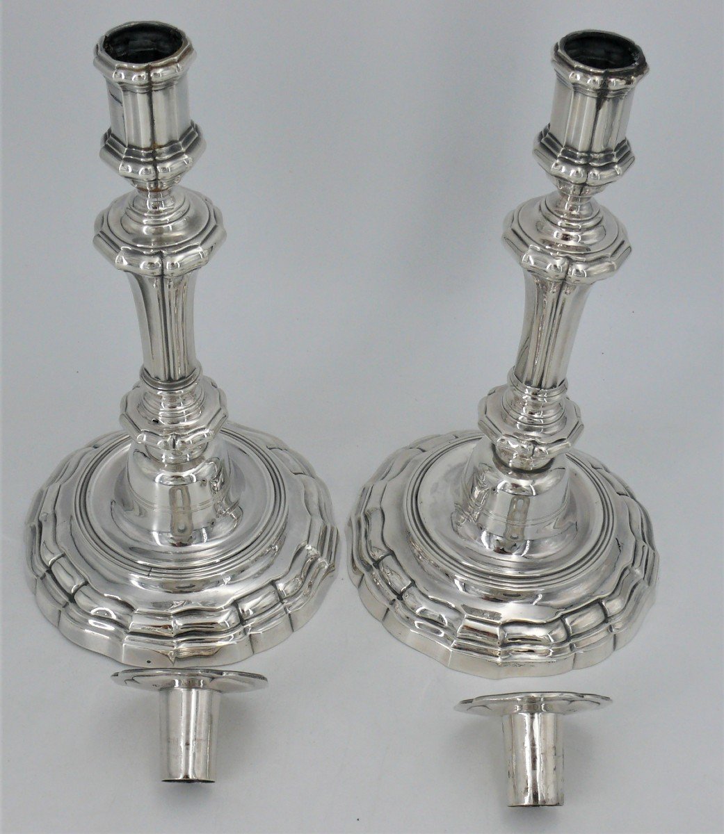 Pair Of 18th Century Solid Silver Candlesticks, Paris 1783, François Corbie.-photo-6