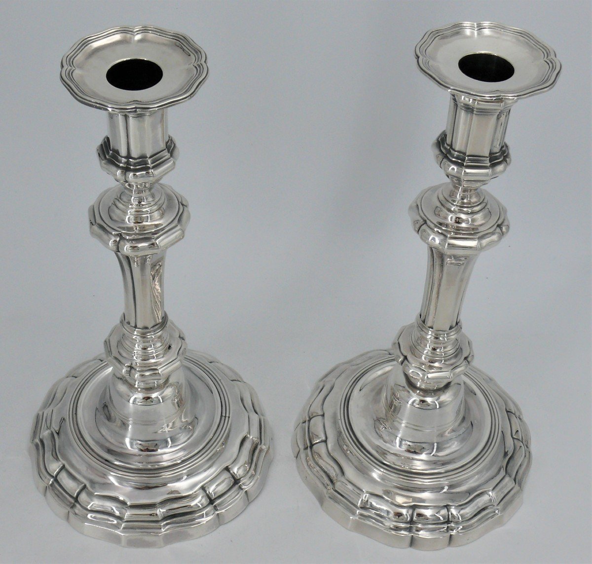 Pair Of 18th Century Solid Silver Candlesticks, Paris 1783, François Corbie.-photo-7