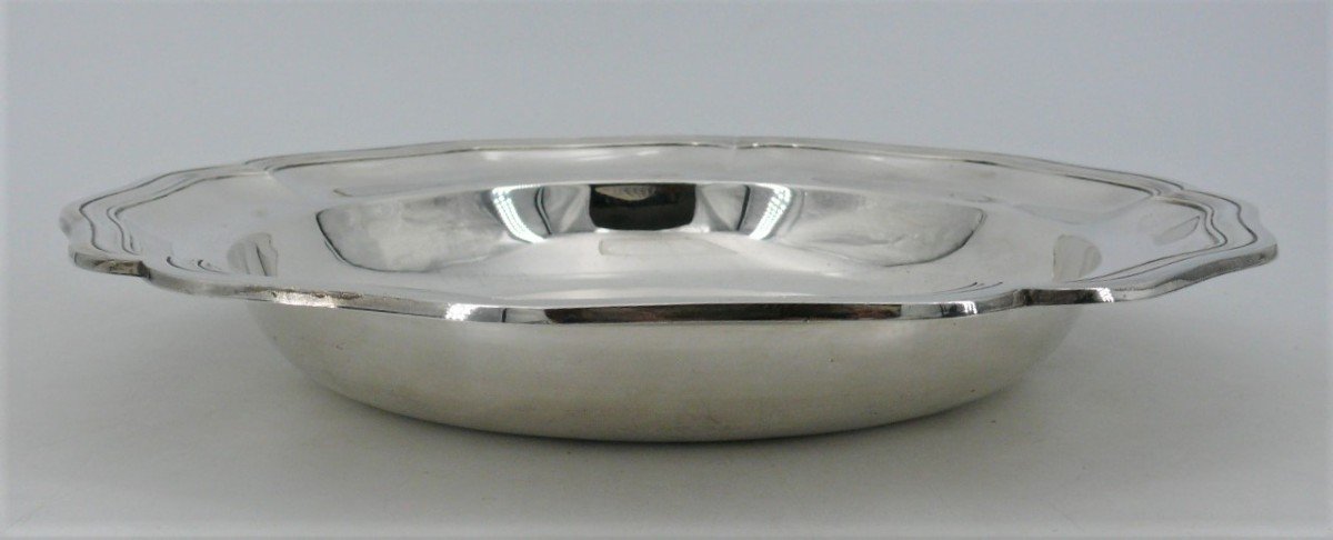 Hollow Round Dish In Sterling Silver Minerva, Louis XV Style With Scalloped Edges, Louis Coignet.-photo-4