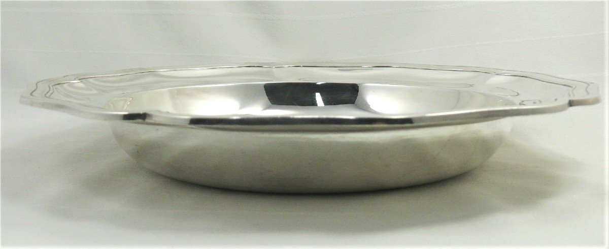 Hollow Round Dish In Sterling Silver Minerva, Louis XV Style With Scalloped Edges, Louis Coignet.-photo-6