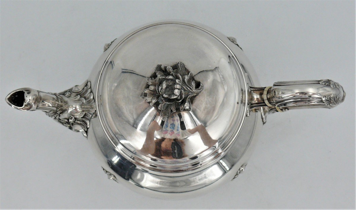 Edmond Tétard, Teapot/jug In Sterling Silver Minerva Hallmark In Excellent Condition.-photo-1