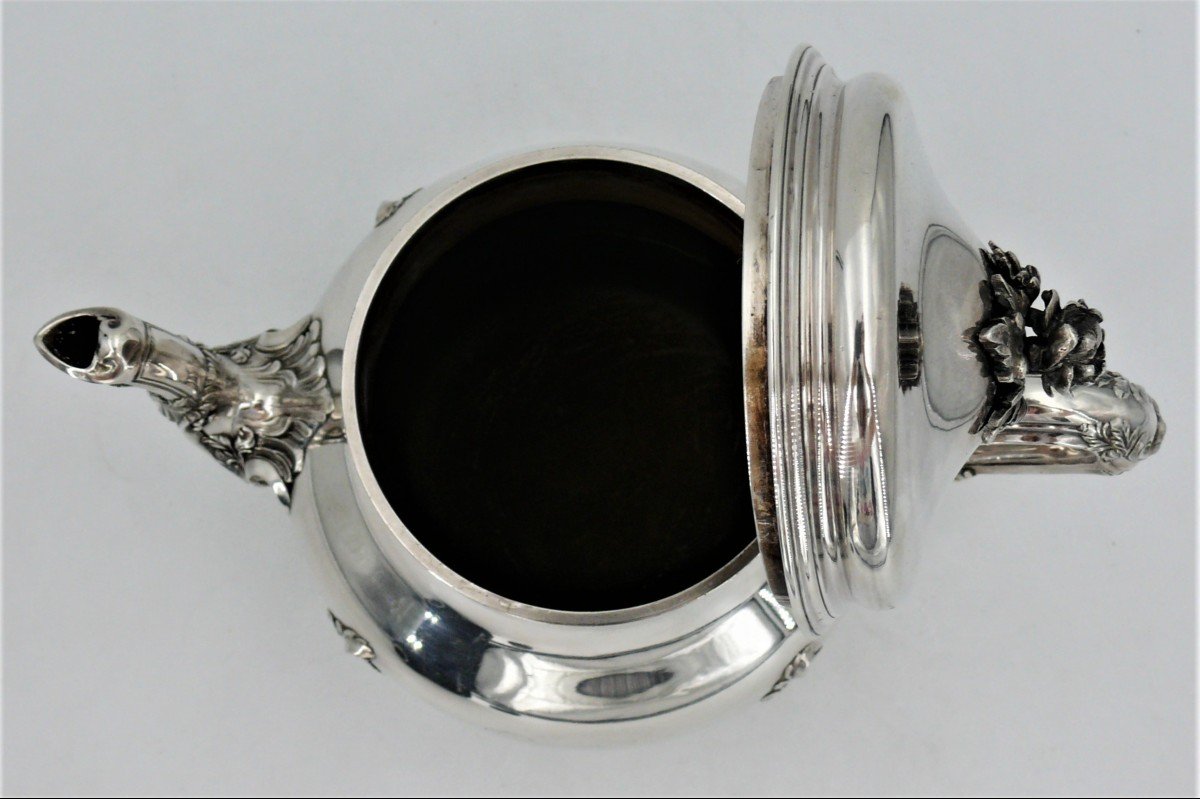 Edmond Tétard, Teapot/jug In Sterling Silver Minerva Hallmark In Excellent Condition.-photo-2