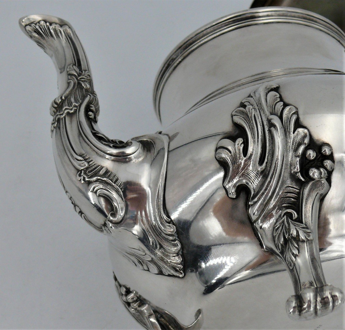 Edmond Tétard, Teapot/jug In Sterling Silver Minerva Hallmark In Excellent Condition.-photo-4