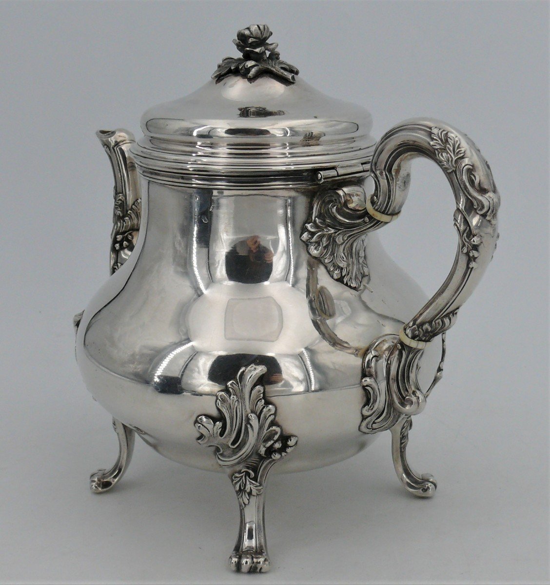 Edmond Tétard, Teapot/jug In Sterling Silver Minerva Hallmark In Excellent Condition.-photo-7