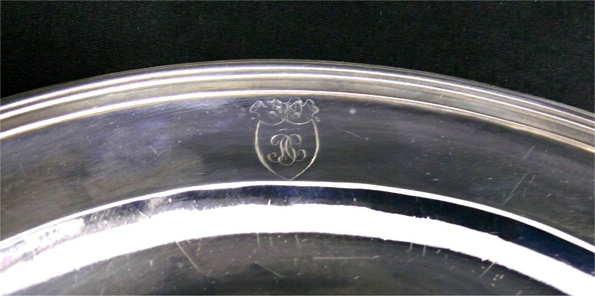 Round Dish, Sterling Silver, Poinçon Au Coq, 1798-1809, Nets Model.-photo-2