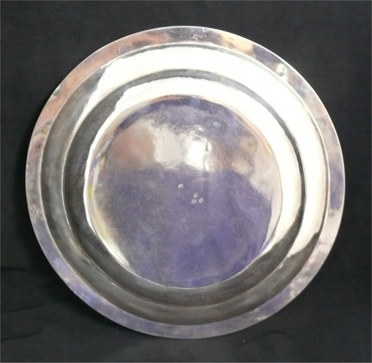 Round Dish, Sterling Silver, Poinçon Au Coq, 1798-1809, Nets Model.-photo-1
