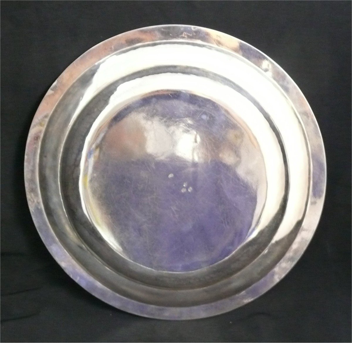 Plat Rond, Argent Massif, Poinçon Au Coq, 1798-1809, Modèle à Filets.-photo-1