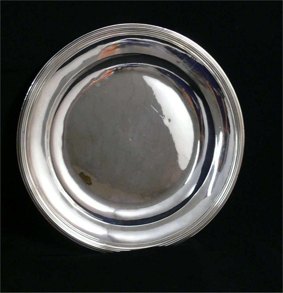 Round Dish, Sterling Silver, Poinçon Au Coq, 1798-1809, Nets Model.-photo-2