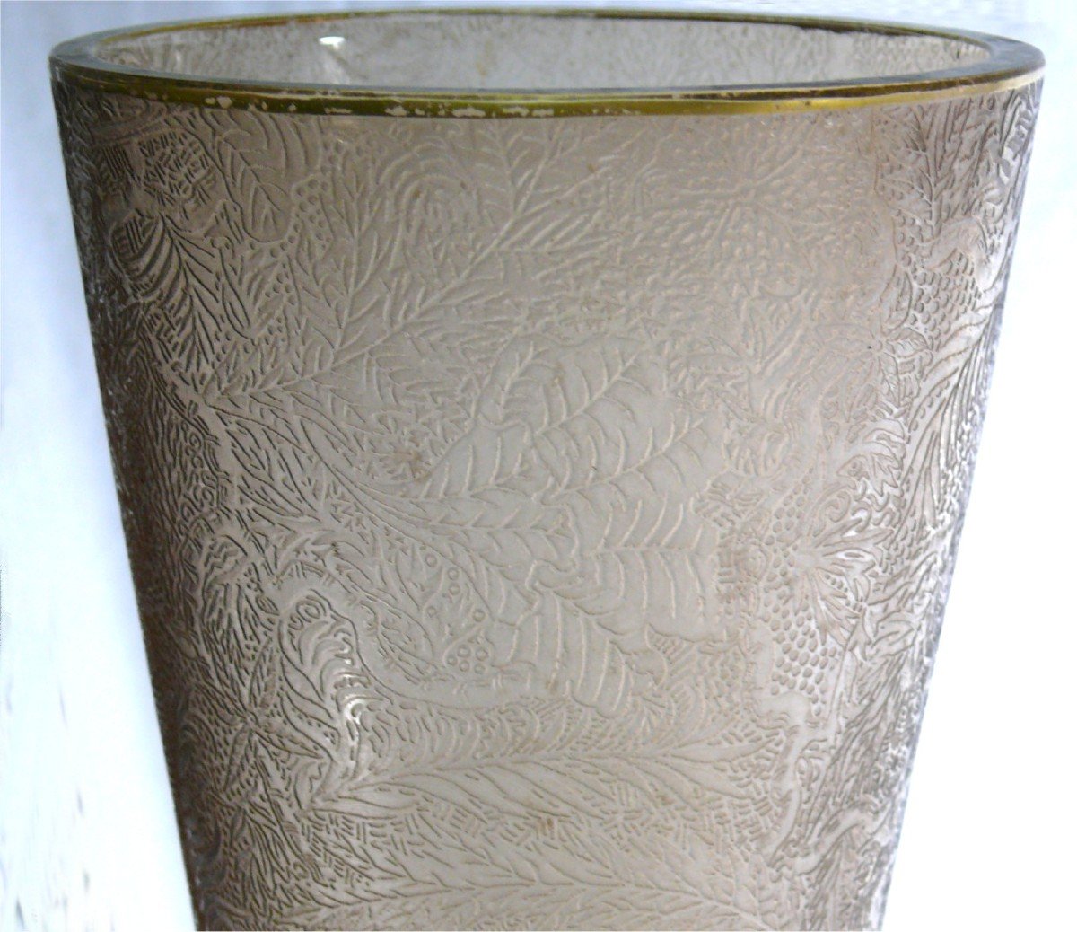 Legras, Very Large Dutch Cornet Vase, Guilloché, 60 Cm, Excellent Condition.-photo-2