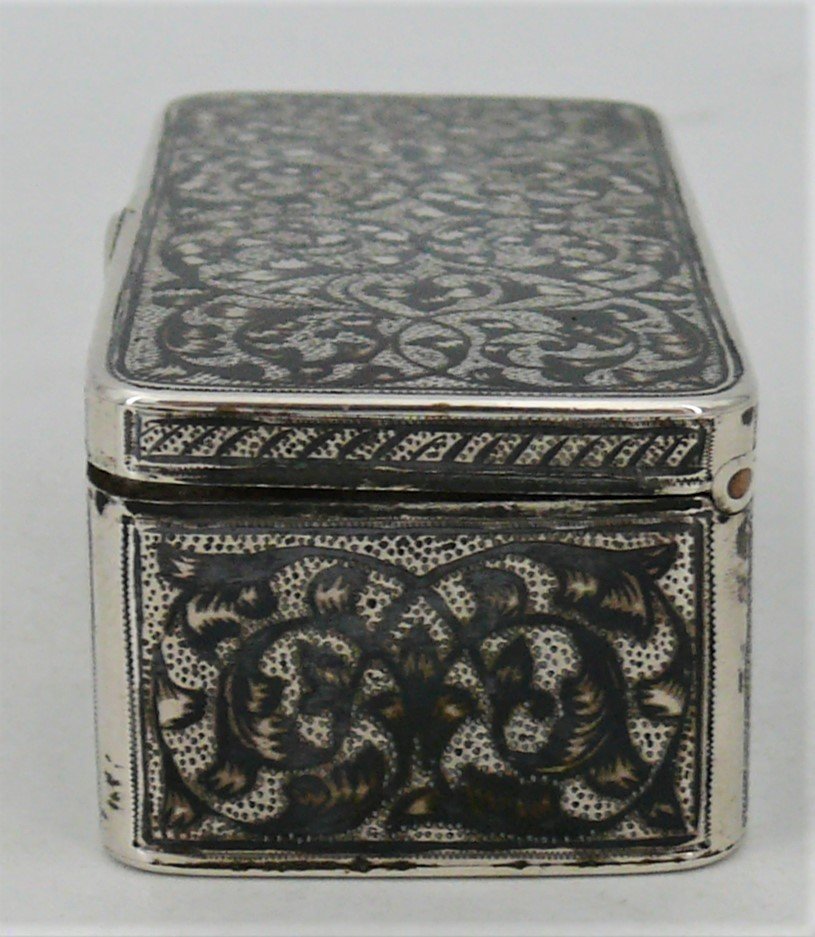 Snuff Box/snuffbox Sterling Silver Russian 1886 Niellée Guilloche.-photo-3