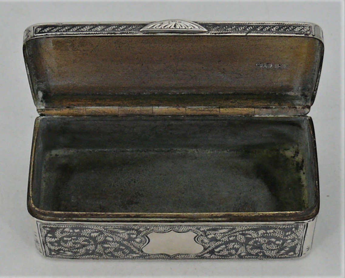 Snuff Box/snuffbox Sterling Silver Russian 1886 Niellée Guilloche.-photo-2
